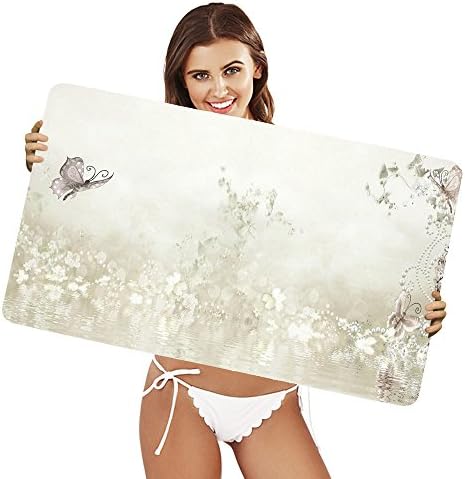 XtremePads [ Extra Large Gaming Desk Mouse Mat / Pad ] - ( Artistic Romance Floral White Mauve Butterfly Water )
