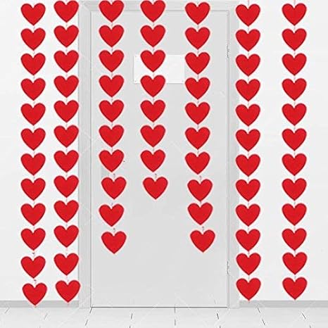 80 Hearts Felt Garland Valentines Day Red Heart Hanging String