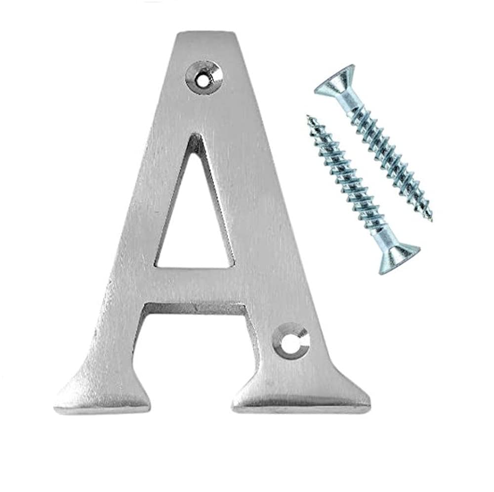 Merriway BH04337 Polished Chrome Screw-On House Flat Gate Post Letter 75 mm (3 Inch) Letter A