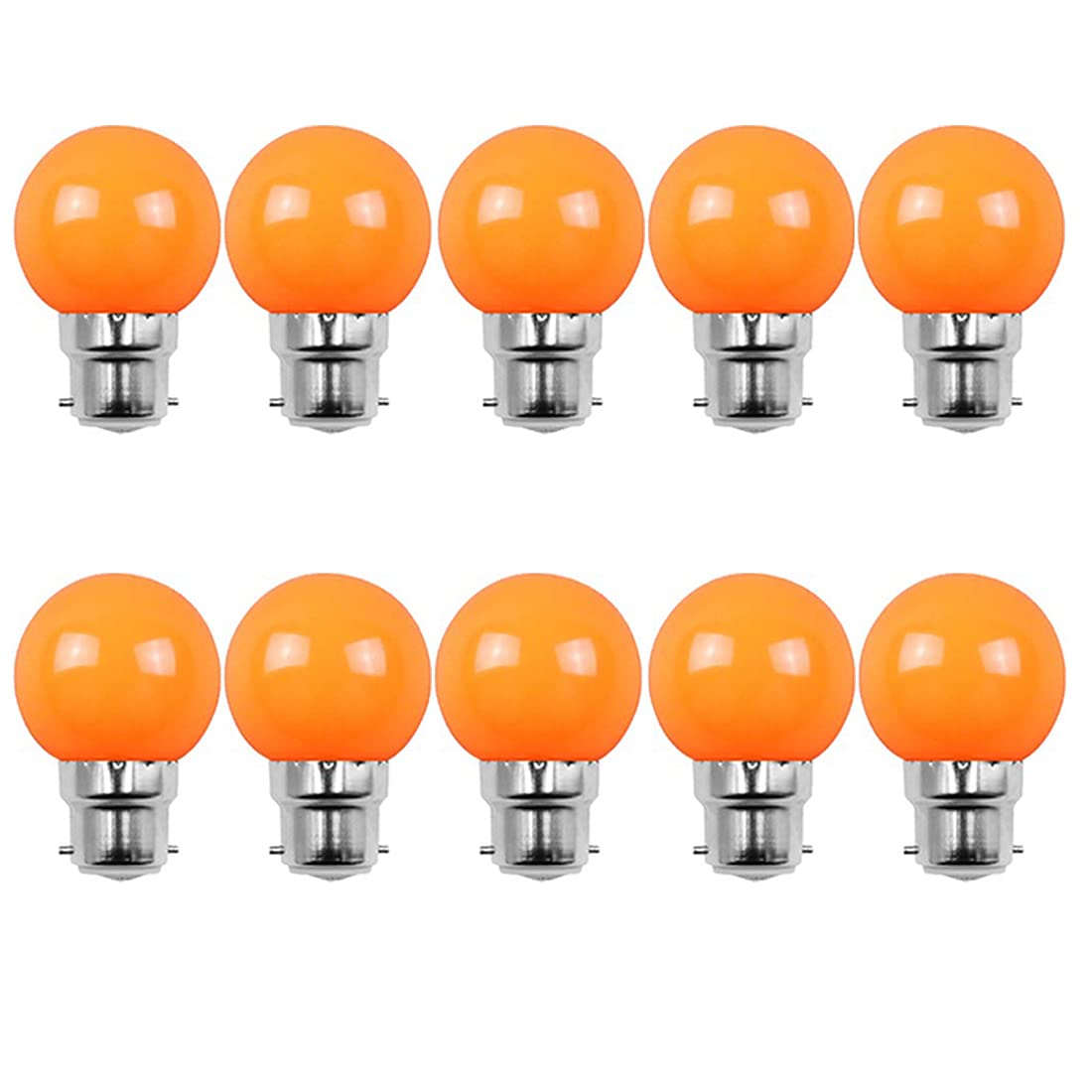 Aiwerttes B22 Bayonet Bulbs Orange Color 2W Bulb (20W Equivalent) Golfball Energy Saving Christmas Bulbs, Pack of 10 [Energy Class A +]