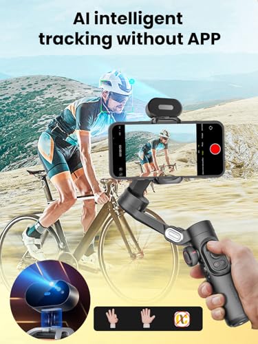 AOCHUAN XE AI Versión, estabilizador de cardán para Smartphone, sin aplicación de Seguimiento de AI, Control de Gestos, cardán de Inicio de 360° con TikTok Youtube, trípode de Mano Plegable de 3 Ejes
