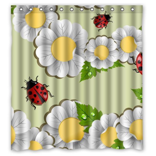 Ladybug Shower Curtains in Standard Size or Extra Long Styles