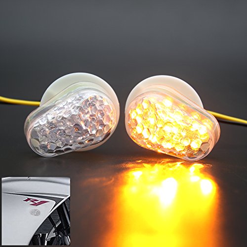 1 Pair Universal Motorcycle LED Flush Mount Turn Signal Light Indicator for Yamaha KLX250 YZ125 KX85 XG250 YZF-R1 YZF-R3 YZF-R6 YZF-R25 SR400 Sport Street Racing Bike (Clear) - Thumbnail 3