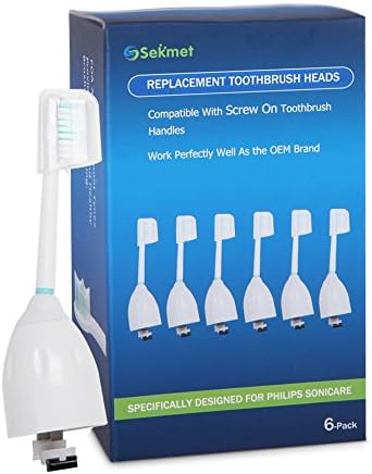 Replacement Toothbrush Heads for Philips Sonicare E Series HX7022, 6 Pack brush Heads fit Sonicare Advance, CleanCare, Elite, Essence and Xtreme Philips Brush Handles by Sekmet