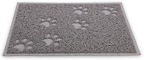 UREEN Paw Square Embossed Style 11.8x15.8 inch PVC Pet Dish Dinner Water Bowl Mat Blanket for Dog Cat Pet Gray