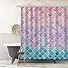 RosieLily Mermaid Scale Shower Curtain, Mermaid Shower Curtain, Ocean Themed Shower Curtain, Pink and Blue Shower Curtain, Fantasy Girls Bathroom Decor with 12 Hooks, 72''W x 72''H