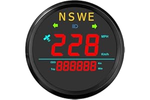 ELING 3 3/8Inches GPS Speedometer 0-999(MPH, Km/h Adjustable) Odometer Adjustable with Red Backlight High Beam 12V 24V Univer