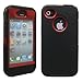 Gearonic Black & Red Three Layer Silicone PC Case Cover for iPhone 4 4G 4S