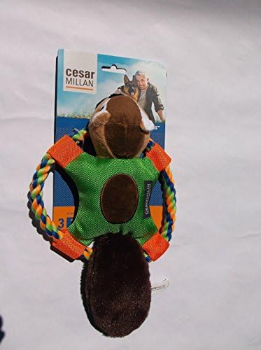 Cesar Millan Fling-A-Ring Rope Chew and Chase Toy Light Blue, Orange and Brown
