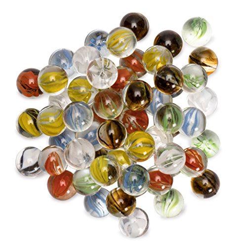 Marbles for Chinese Checkers, Set of 60, Translucent with 6 Colors of Interior Petals, 10 Marbles for Each Color