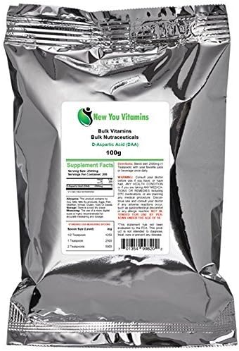 D-Aspartic Acid (DAA) Powder By New You Bulk Vitamins 100% Pure Bulk D-Aspartic Acid (DAA) Powder 1000g (1000 grams) 35.2oz (35.2 ounces)