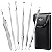 Anjou Blackhead Remover Comedone Extractor, Curved Blackhead Tweezers Kit, 6-in-1 Professional Stainless Pimple Acne Blemish Removal Tools Set, Silver primary