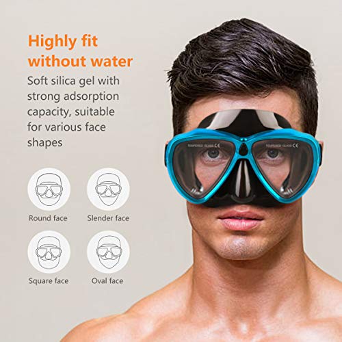 AiJoy Dry Top Snorkel Set Tempered Glass Diving Mask Anti-Fog Lens Snorkeling Set for Adult and Youth - Thumbnail 4
