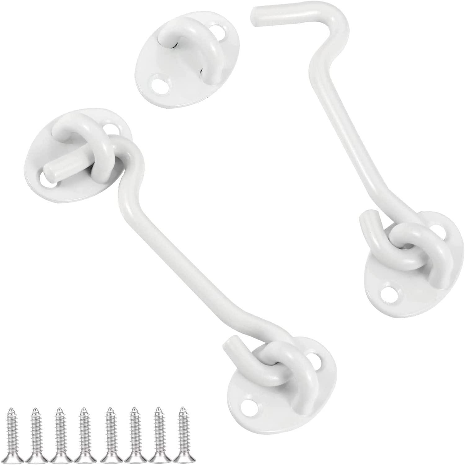 LATRAT Pack of 2 Storm Hooks, 4 Inch Stainless Steel Cabin Hooks, Window Hooks, Eyelet Latch, Door Hooks, Window Latch, Storm Hooks, Door Latch, for Doors W