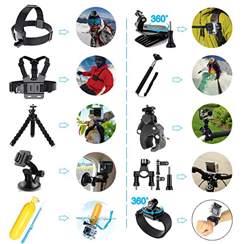 Action Camera Accessories Kit for Gopro Hero 8 7 6 5 4 3 Hero Session 5 Black SJ4000 5000 6000 Xiaomi Yi DJI AKASO Campark with Case