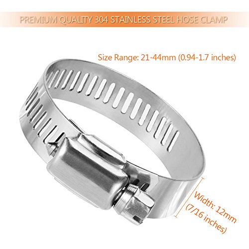 LOKMAN Hose Clamp, 20 Pack Stainless Steel Adjustable 21-44mm Range Worm Gear Hose Clamp, Water Pipe Clamp for for Plumbing, Automotive and Mechanical Applications