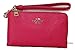 Coach Double Corner Zip in Polished Pebble Leather in Pink Ruby Light Gold