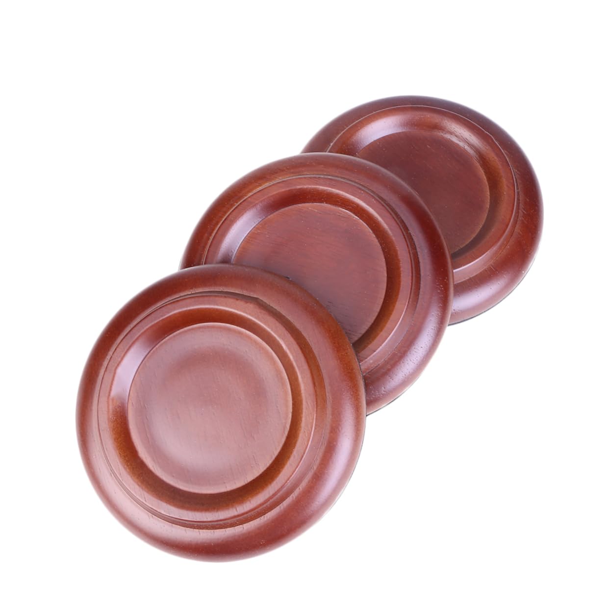 FUNOMOCYA 3 Pcs Solid Wood Piano Caster Cups Non Anti Noise Floor Protectors for Grand Pianos Size Brown Hardwood Caster Cups for Floors and Carpets