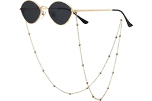 Veda Tinda Vision Trendy Women Square and Oval Sunglasses with Chain Small Metal Frames Polarized Sunglasses UV400 Protection
