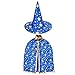 Halloween Costumes Witch Wizard Cloak with Hat for Kids Children Boys Girls Halloween Props Set (Blue)