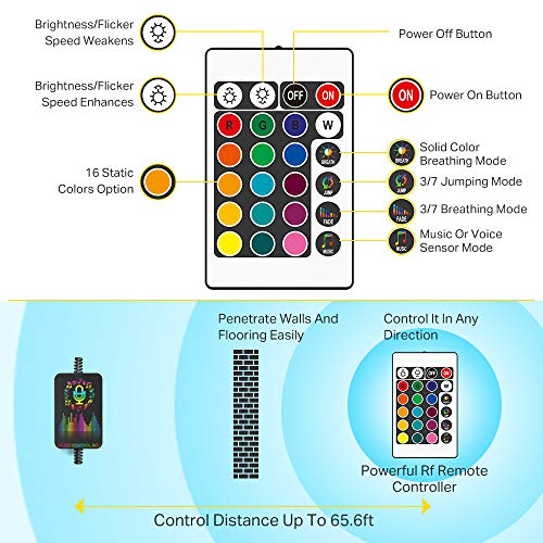 Wsiiroon Car Led Lights, 16 Colors Remote Control