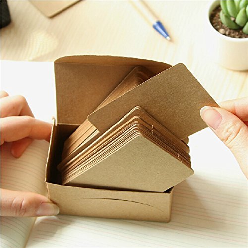 SENREAL 100pcs Kraft Paper Card Blank Kraft Cardboard Word Card Message Card DIY Blank Gift Card Double-sided Available