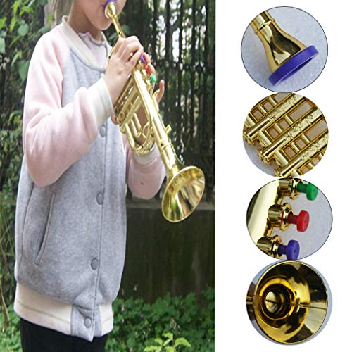 DaoAg Kids Plastic Trumpet with 3 Colored Keys for Early Developmental Music Education Toy