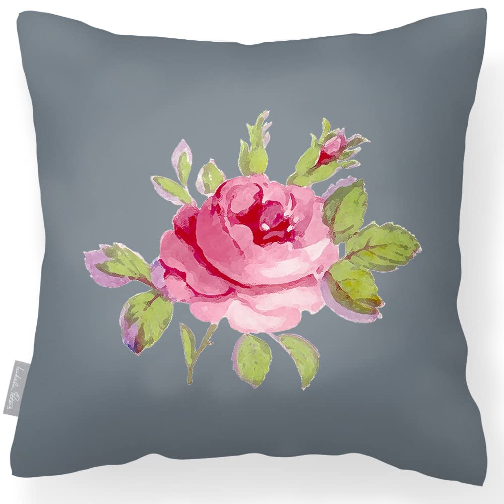 Izabela Peters Outdoor Cushions Waterproof, 43 cm, Filled Outdoor Cushion, Vintage Rose - Grey, Garden Furniture Cushions, Outdoor Seat Cushions, Garden Chair Cushions
