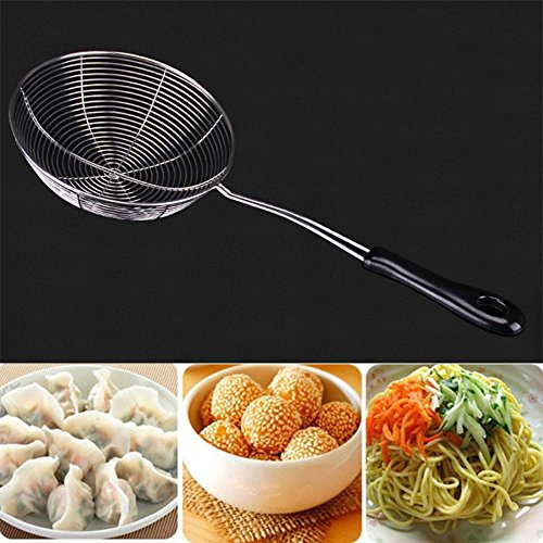 HOBULL Convenient Mesh Skimmer Ladle Spoon Handheld Mesh Strainer Food Strainer Sieve Frying Oil Tool for Kitchen - Thumbnail 4