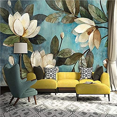 防水 防汚カスタムウォールクロス3dホワイトロータスレトロ油絵写真壁画壁紙リビングルーム