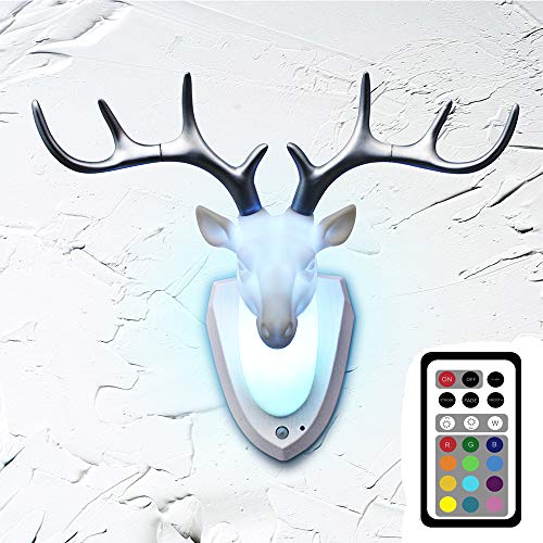 MoreBuyBuy Wall Light with Remote Control Adjustable Colorful Figurine Lamp with PIR Motion Sensor f