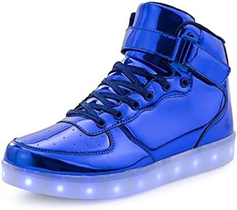 KUshopfast BeKing Kids High Top Light up Shoes LED Flashing Sneakers for Boys Girls LMblue36