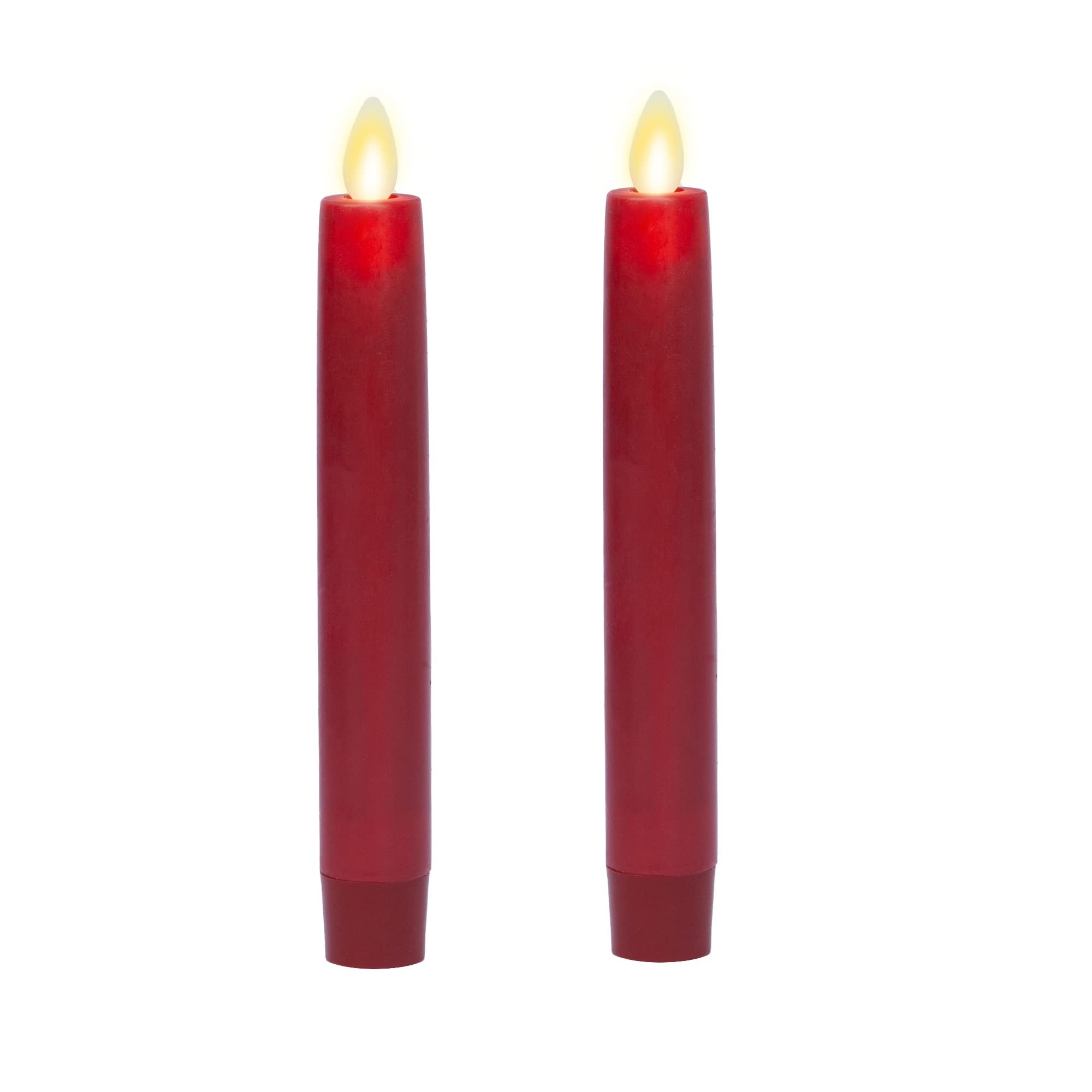 Luminara - Flameless Battery Operated Taper Candle - Red - Pack of 2-1x6 inch - LED Flickering Flame - Realistic Safe for Home Kids and Pets