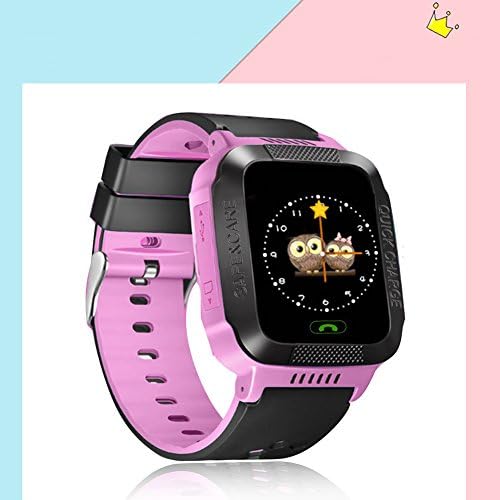 Sanluba Anti-lost USB Smartwatch for Children Girls Boys Christmas Gift with Camera SIM Call, LBS Tracker Touch Screen Wrist Watch SOS Remote Monitor Flashlight, for iPhone Android(Pink)