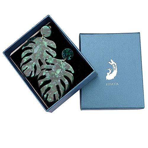 Acrylic Earrings for Women Drop Dangle Leaf Earrings Resin Minimalist Bohemian Statement Jewelry (Acrylic earrings Long Green) - Thumbnail 6