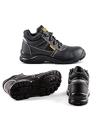 Botas de seguridad impermeables de cuero para hombre con martillo negro, S3 SRC, puntera de acero 1007
