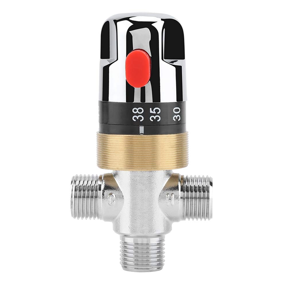 Thermostatic Mixing Valve, Brass Thermostatic Mixing Valve for Water Temperature Pipe Basin Thermostat Control (#2)