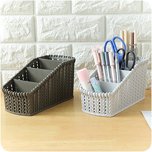 Kecar Cosmetic Storage Basket - Desktop Office Storage Organizer Storage Rack - Creative Three-Layer Makeup Desk Office Supply Organizer (Dark Grey)
