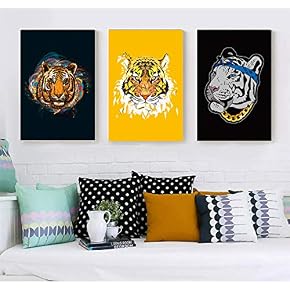 3 Panel Lion Watercolor Painting Wall Decor for...