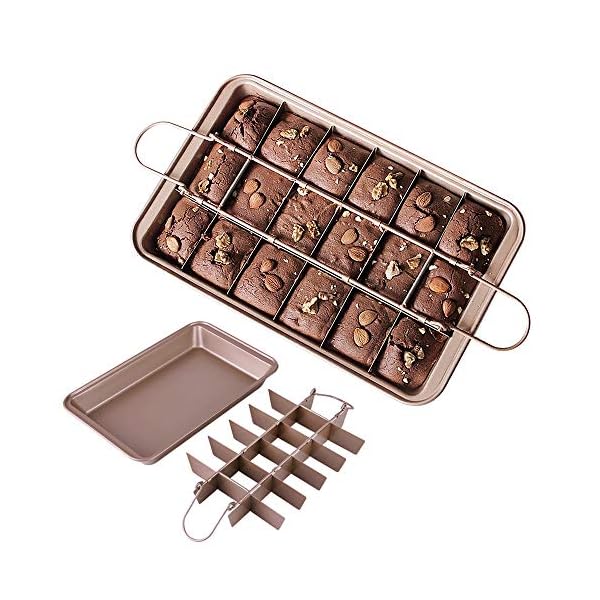 Blkthun-with-Dividers-Brownie-Pan-Non-Stick-Carbon-Steel-Bakeware-with-18-Pre-Slice-Oven-Baking-Tray-30-X-20-X-5-cm Blkthun Brownie BakingTray with Dividers Brownie Pan - Non-Stick Carbon Steel Bakeware with 18 Pre-Slice, Brownie Tin…