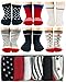 Tiny Captain Toddler Boys Grip Socks - Baby Toddler Newborn Kids Boys Non Slip/Anti Skid (Red, White, Black - 6 Pairs, 1-3 Year Old)