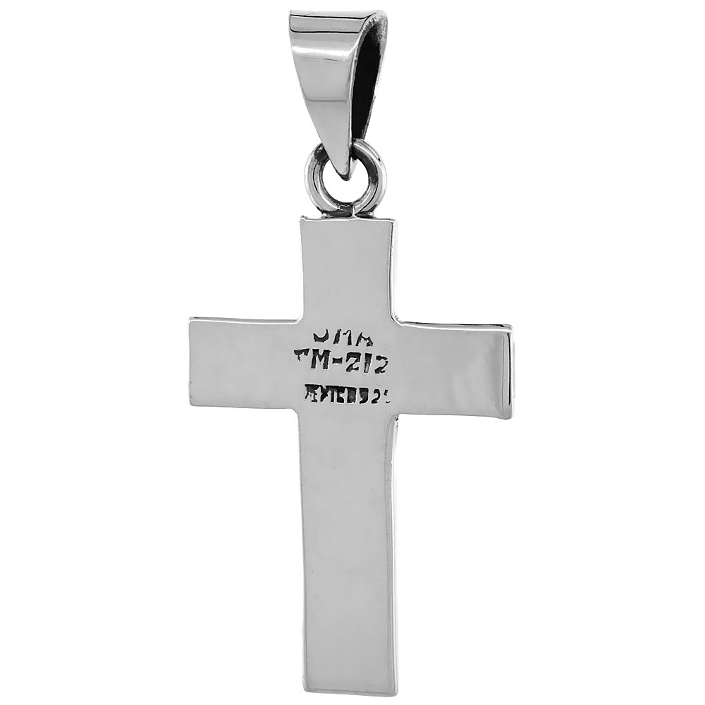 Sterling Silver Cross Necklace Tearful Christ w/Crown of Thorns
