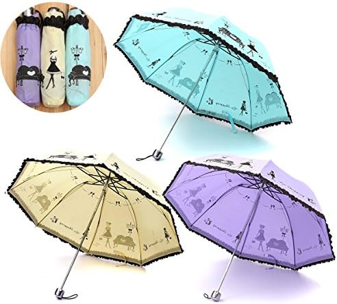 Korean Lacework Princess Anti UV Umbrella Folding Windproof Rain Sun Brolly (Random: Color)