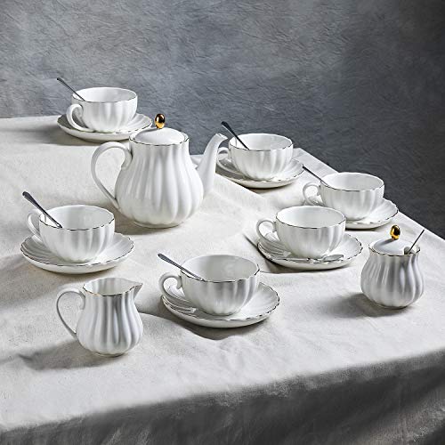 Amazingware Porcelain Tea Set Tea Cup and Saucer Set Service for 6