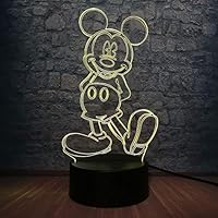 QIANDONG1 Cartoon Kawaii Mickey Mouse 3D Led Lamp 7 Color Change Bedroom Table Night Light Atmosphere Decorative Birthday Gift Luminaria