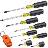 Klein Tools 85148 Screwdriver Set 8pcs Includes Magnetizer/Demagnetizer, 2 Slotted, 4 Phillips, 2 Cabinet Tip, Cushion Grip Comfort