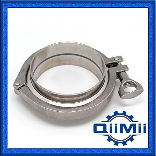 QM Stainless 1-4" Sanitary Stainless Steel Clamp Ferrule Set Ss304, 2pcs Ferrule + 1pc Heavy Duty Clamp + Silicon Gasket (4" Pipe OD)