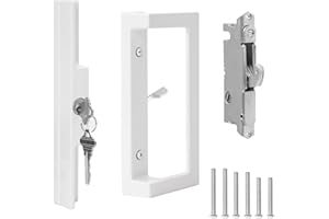 MaxxGeek Sliding Patio Door Handle Set with Key Cylinder and Mortise Lock,Sliding Glass Door Handle with Lock Fits Door thicknesse is 1-3/4'' to 2-1/5'' and 3-15/16'' Screw Hole Spacing.