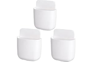 LVYOUIF 3 Pack Remote Control Holder Wall Mount Holders Hole-Free Phone Charging Organizer Pen Storage Containers For Home Office School Supply Storage (White)