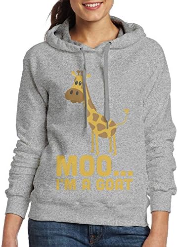 Grhoodie1 Moo, I'm A Goat Women's Soft Long Sleeve Pullover Hooded Sweatshirt Ash Size S Ash
